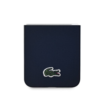 Galaxy Z Flip 6 Kılıf Lacoste Orjinal Lisanslı M-safe Şarj Özellikli Pike Desenli Arka Yüzey İkonik Timsah Dokuma Logolu Kapak Siyah