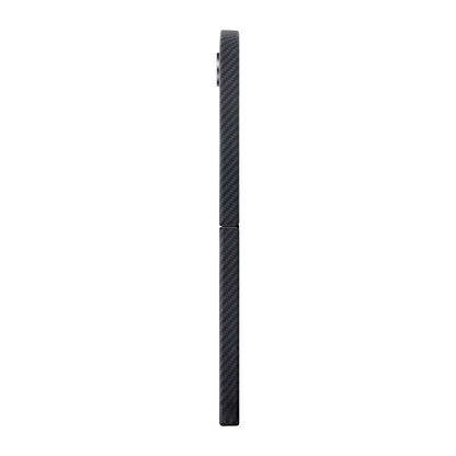 Galaxy Z Flip 6 Kılıf M-safe Şarj Özellikli 600D Aramid Fiber Pitaka Ultra-Slim Classic Serisi Black-Grey Twill Kapak Siyah-Gri