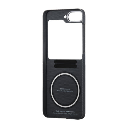 Galaxy Z Flip 6 Kılıf M-safe Şarj Özellikli 600D Aramid Fiber Pitaka Ultra-Slim Classic Serisi Black-Grey Twill Kapak Siyah-Gri