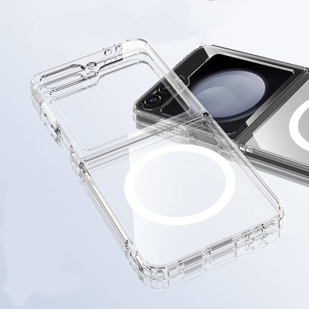 Galaxy Z Flip 6 Case M-safe Charging Transparent Hard PC Zore Embos Cover Transparent