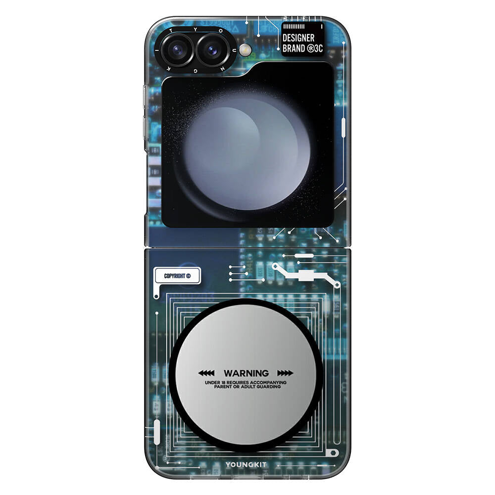 Galaxy Z Flip 6 Case M-safe Charging Feature Youngkit Technology Series Cover Blue 