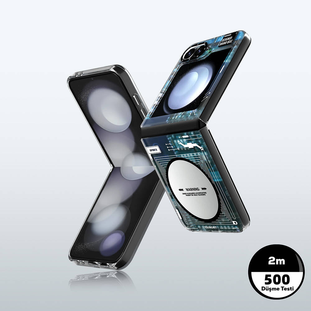 Galaxy Z Flip 6 Case M-safe Charging Feature Youngkit Technology Series Cover Black 