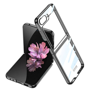 Galaxy Z Flip 6 Case Zore Full Glass Case Cover Black