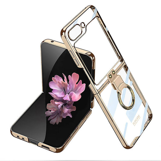 Galaxy Z Flip 6 Case Zore Ring Case Cover Gold