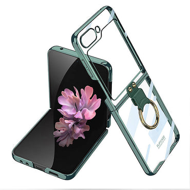 Galaxy Z Flip 6 Case Zore Ring Case Cover Dark Green