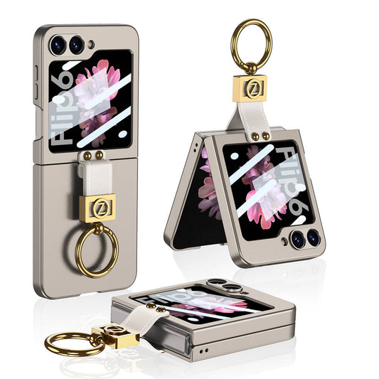 Galaxy Z Flip 6 Case Zore Z Letter Ring Case Cover Titanium-Gray