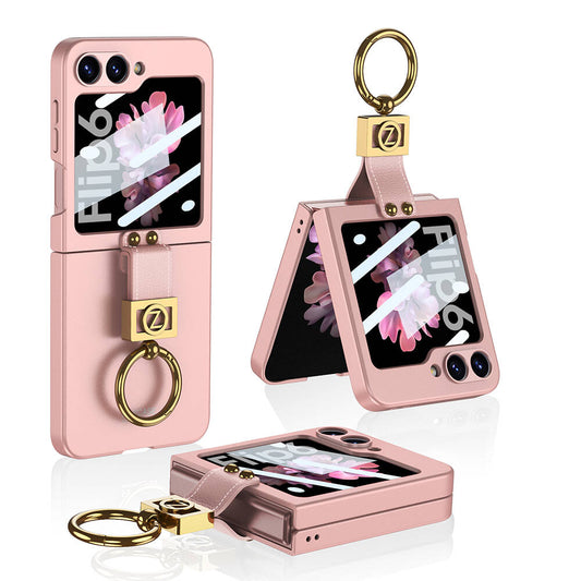 Galaxy Z Flip 6 Case Zore Z Letter Ring Case Cover Pink