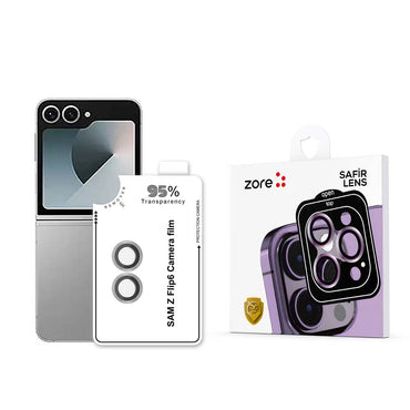 Galaxy Z Flip 6 Zore CL-11 Sapphire Anti-Fingerprint Anti-Reflective Camera Lens Protector Silver 