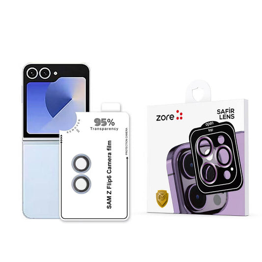 Galaxy Z Flip 6 Zore CL-11 Sapphire Anti-Fingerprint Anti-Reflective Camera Lens Protector Blue 