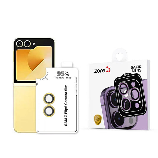 Galaxy Z Flip 6 Zore CL-11 Sapphire Anti-Fingerprint Anti-Reflective Camera Lens Protector Yellow 