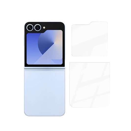 Galaxy Z Flip 6 Zore Etnaa 2in1 Glass Screen Protector Transparent