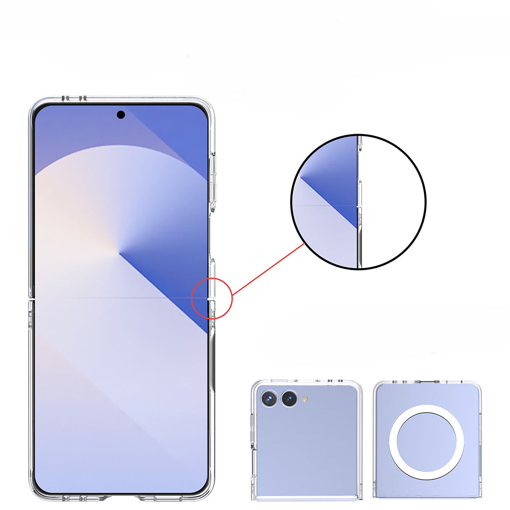 Galaxy Z Flip 7 Case Camera Protection M-safe Hard PC Zore Porto Cover Transparent 
