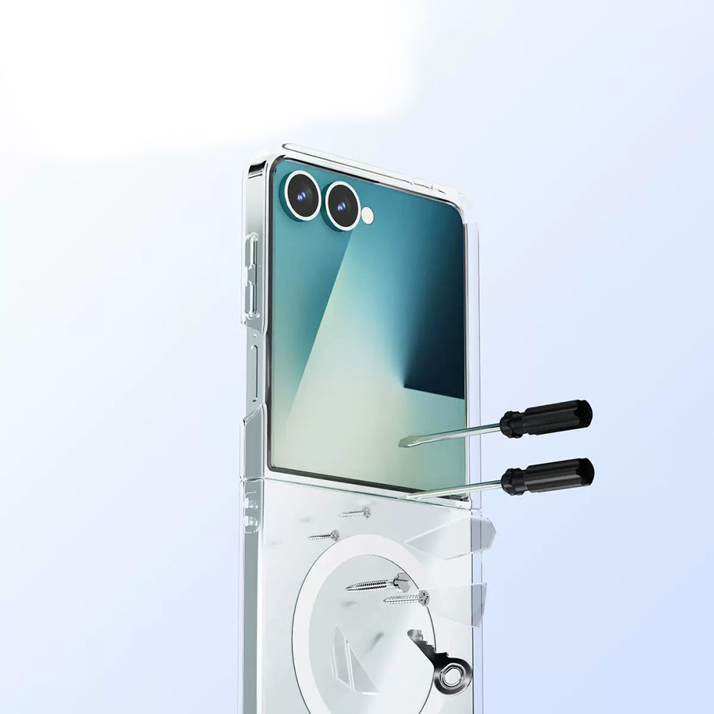 Galaxy Z Flip 7 Case Camera Protection M-safe Hard PC Zore Porto Cover Transparent 
