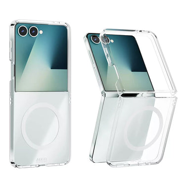 Galaxy Z Flip 7 Case Camera Protection M-safe Hard PC Zore Porto Cover Transparent 