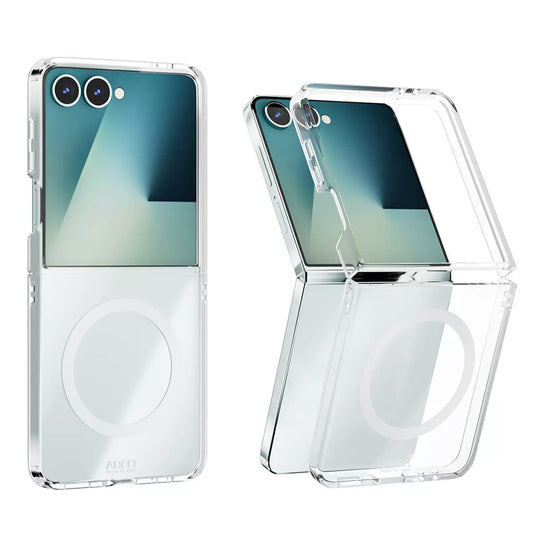 Galaxy Z Flip 7 Case Camera Protection M-safe Hard PC Zore Porto Cover Transparent 