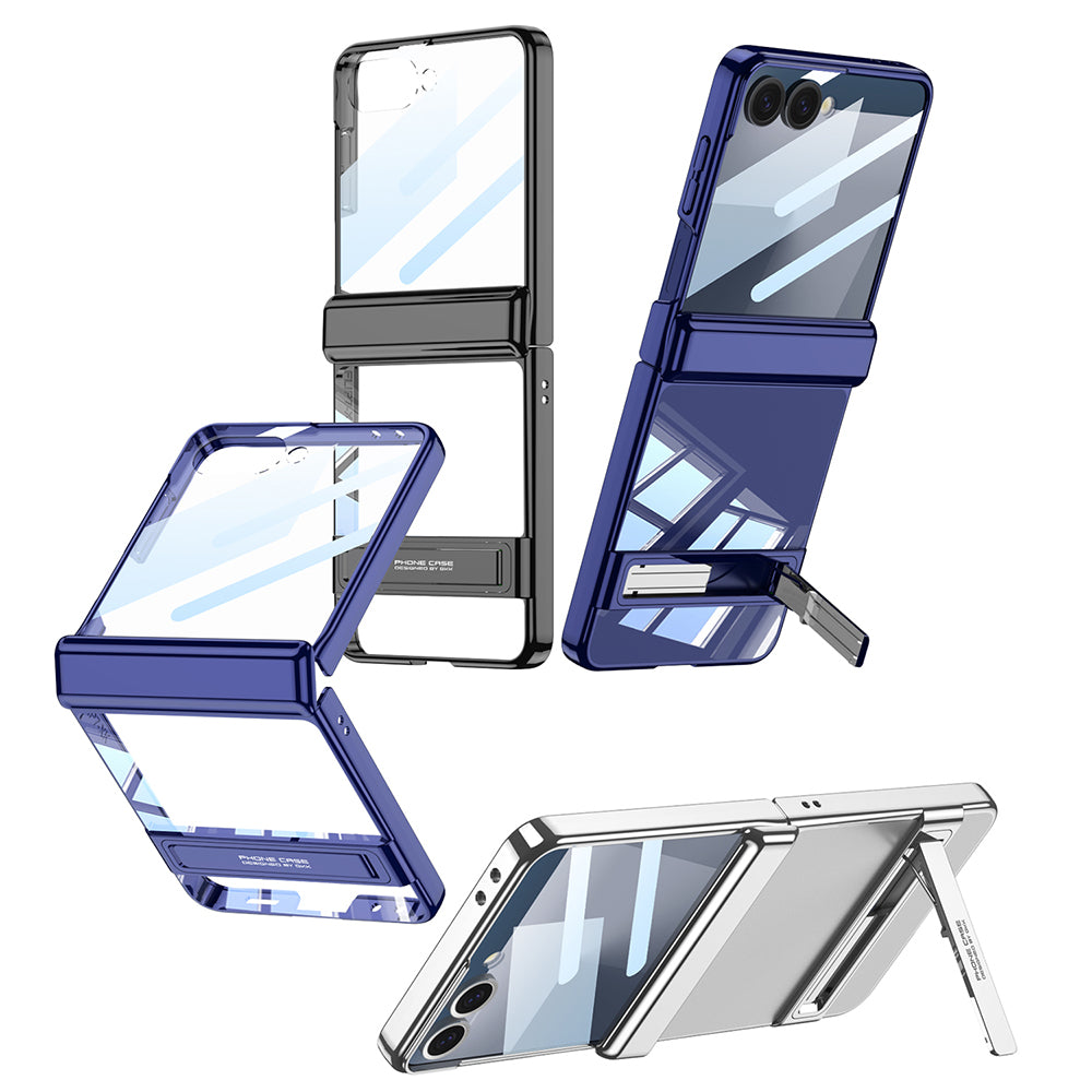Galaxy Z Flip 7 Case Camera Protection Transparent Design Zore Lego Stand Cover Silver 