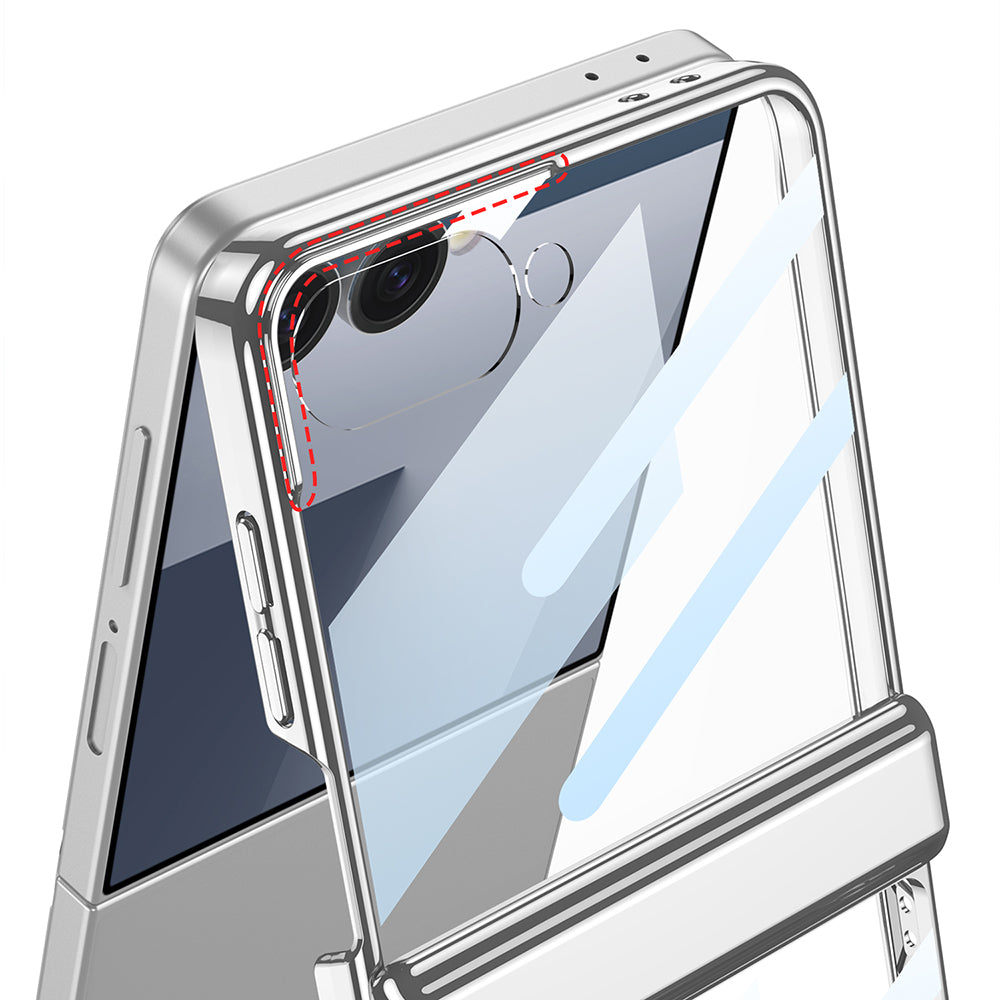 Galaxy Z Flip 7 Case Camera Protection Transparent Design Zore Lego Stand Cover Silver 