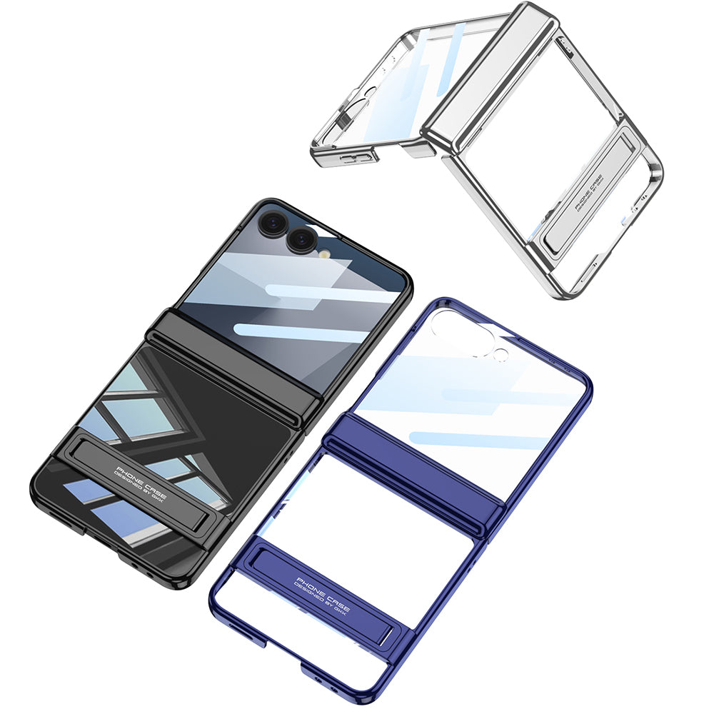 Galaxy Z Flip 7 Case Camera Protection Transparent Design Zore Lego Stand Cover Silver 