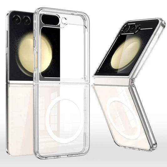 Galaxy Z Flip 7 Case M-safe Charging Transparent Hard PC Zore Embos Cover Transparent