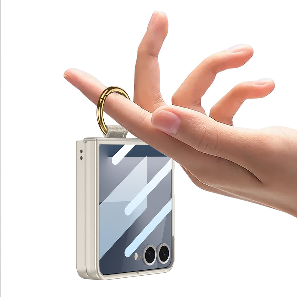 Galaxy Z Flip 7 Case M-safe Charging Feature Zore Kıpta Ring Flip Hard Cover Lilac