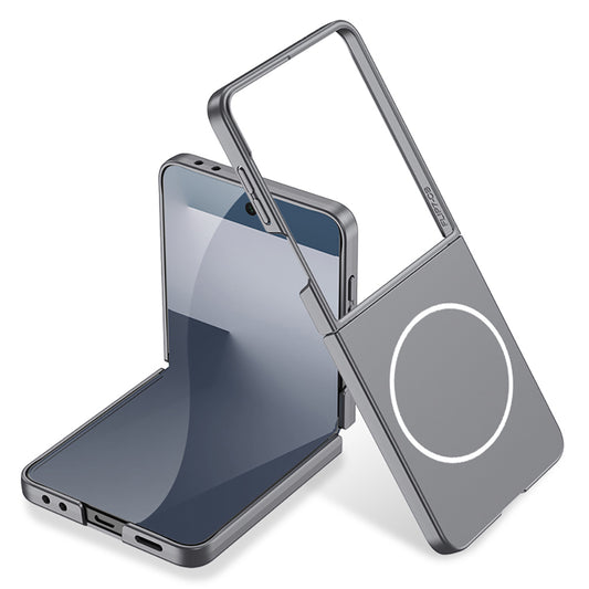Galaxy Z Flip 7 Case Wireless Charging Zore Kıpta M-safe Cover Gray
