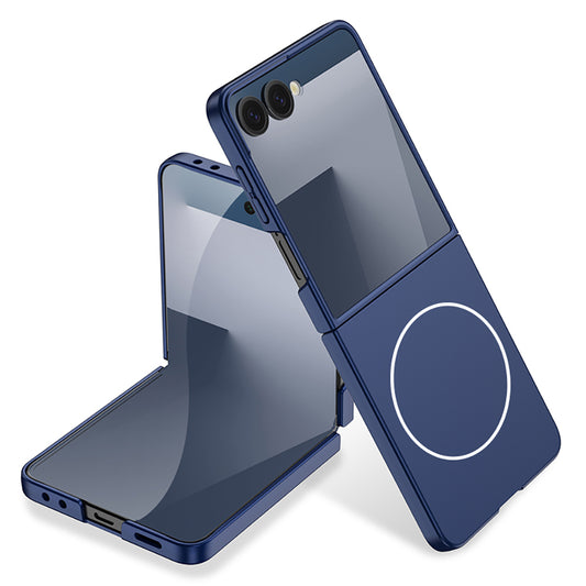 Galaxy Z Flip 7 Case Wireless Charging Zore Kıpta M-safe Cover Navy Blue