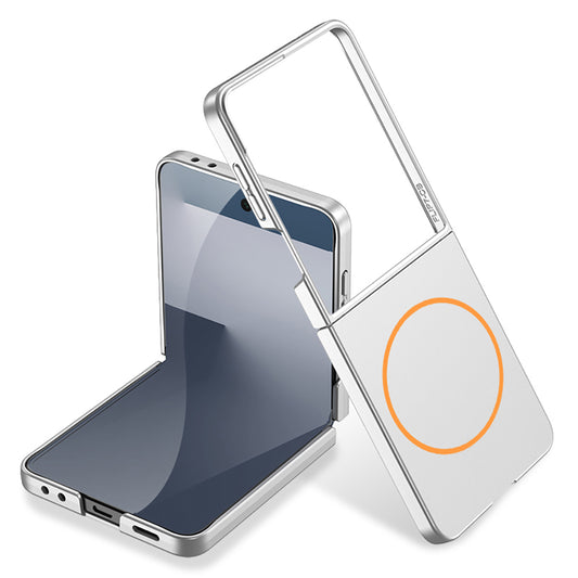 Galaxy Z Flip 7 Case Wireless Charging Zore Kıpta M-safe Cover Silver