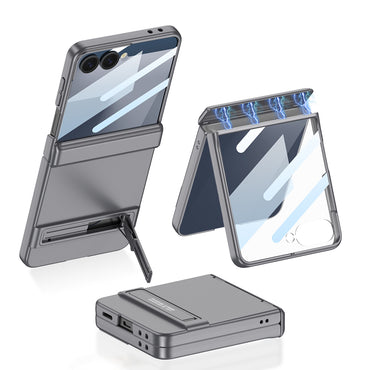 Galaxy Z Flip 7 Case Zore Kıpta Stand Cover Silver
