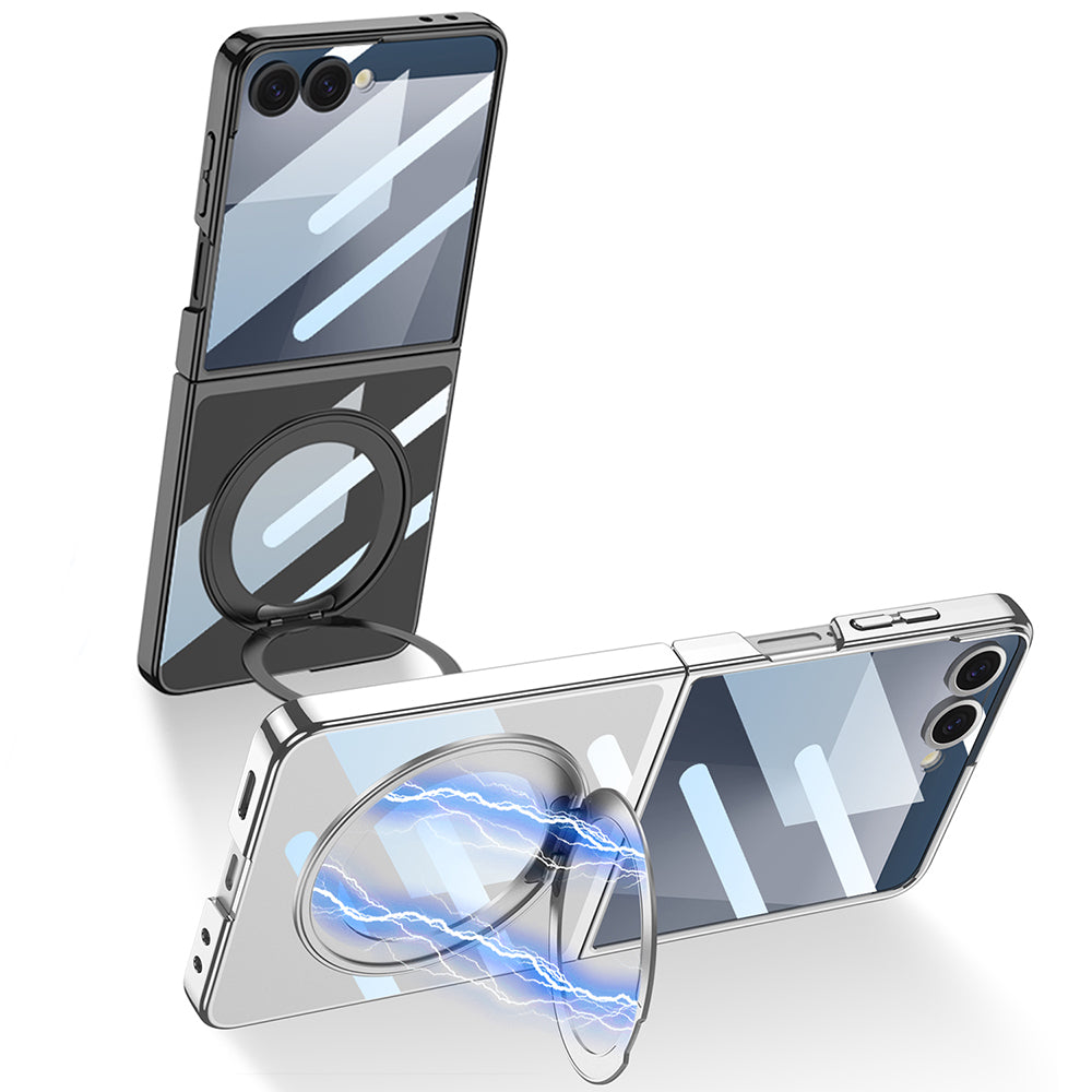 Galaxy Z Flip 7 M-safe Şarj Özellikli Zore Kıpta KPT-02 Standlı Kapak Siyah