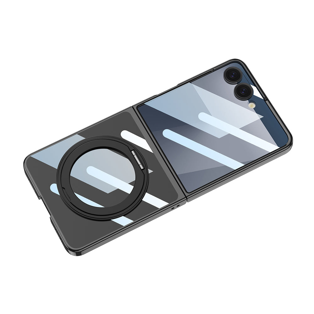 Galaxy Z Flip 7 M-safe Şarj Özellikli Zore Kıpta KPT-02 Standlı Kapak Siyah