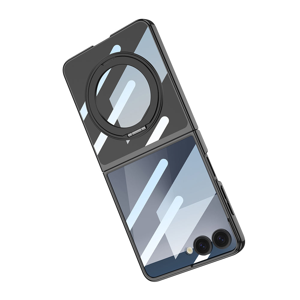 Galaxy Z Flip 7 M-safe Şarj Özellikli Zore Kıpta KPT-02 Standlı Kapak Gümüş