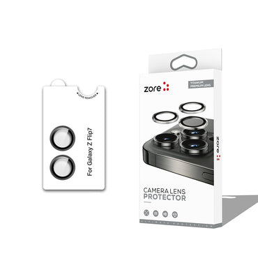 Galaxy Z Flip 7 Zore CL-12 Premium Sapphire Anti-Fingerprint Anti-Reflective Camera Lens Protector Black 