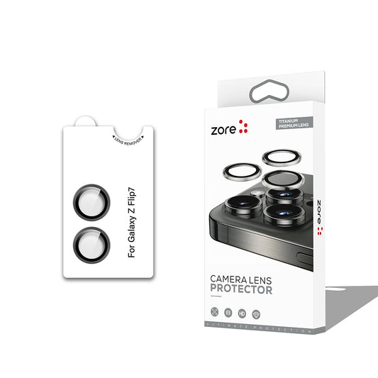 Galaxy Z Flip 7 Zore CL-12 Premium Sapphire Anti-Fingerprint Anti-Reflective Camera Lens Protector Black 