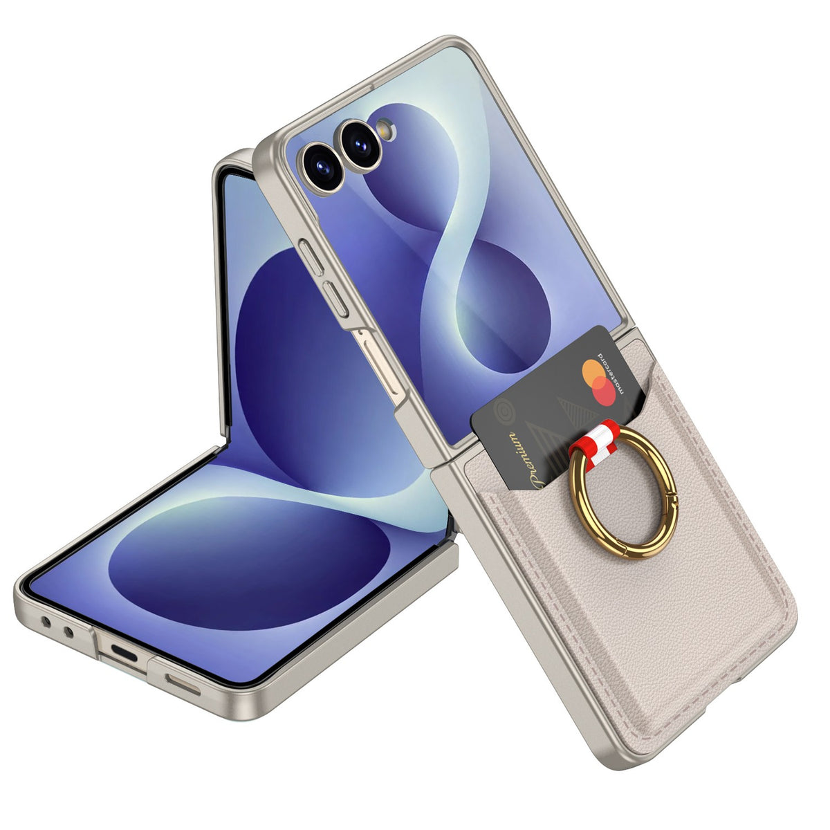 Galaxy Z Flip 8 Zore Kıpta Yüzüklü Kartlıklı Kapak