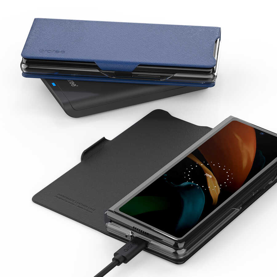 Galaxy Z Fold 2 Case Araree Bonnet Case Blue