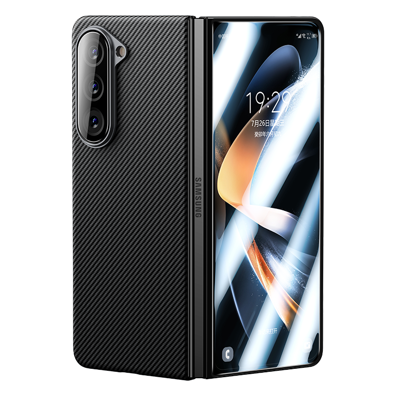 Galaxy Z Fold 5 Benks Combo Triple Accessory Set (600D Kevlar Cover + Corning Screen Protector + Camera Lens Protector) Black 