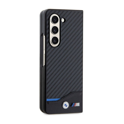 Galaxy Z Fold 5 Kılıf BMW Orjinal Lisanslı M Logolu PU Karbon Kapak Siyah