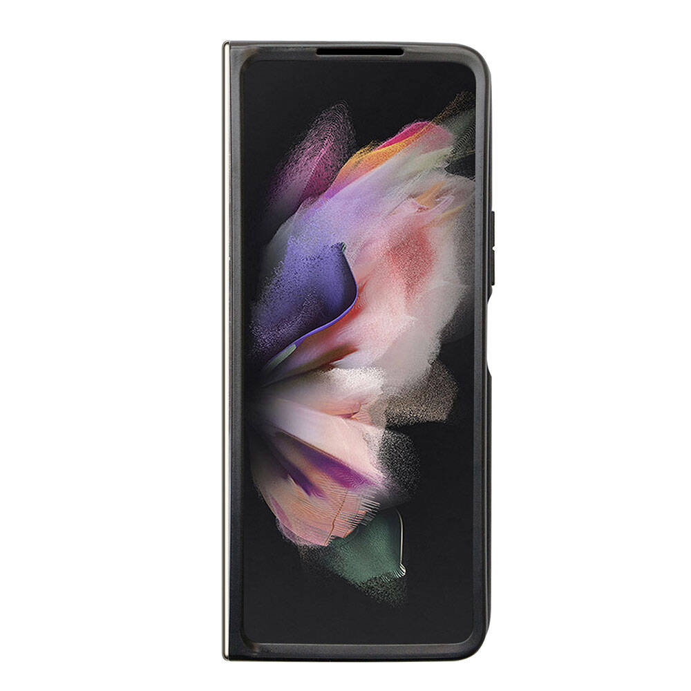 Galaxy Z Fold 5 Case Guess Original Licensed PU Leather Stone Triangle Logo 4G Patterned Strass Cover Black