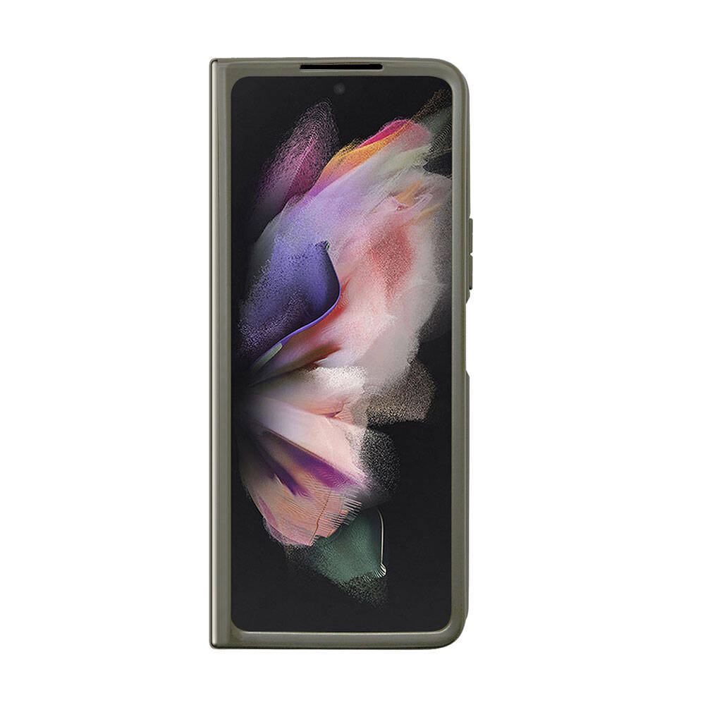 Galaxy Z Fold 5 Case Guess Original Licensed Text Logo Glitter Flakes Cover Khaki