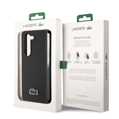 Galaxy Z Fold 5 Kılıf Lacoste Orjinal Lisanslı PU Pike Desenli Arka Yüzey İkonik Timsah Dokuma Logolu Kapak Kırmızı