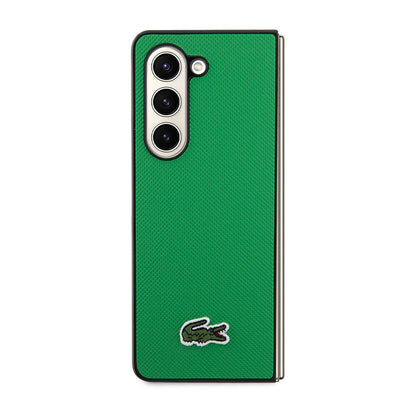 Galaxy Z Fold 5 Kılıf Lacoste Orjinal Lisanslı PU Pike Desenli Arka Yüzey İkonik Timsah Dokuma Logolu Kapak Kırmızı
