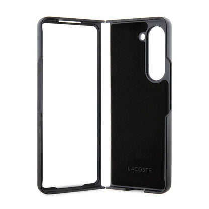 Galaxy Z Fold 5 Kılıf Lacoste Orjinal Lisanslı PU Pike Desenli Arka Yüzey İkonik Timsah Dokuma Logolu Kapak Yeşil