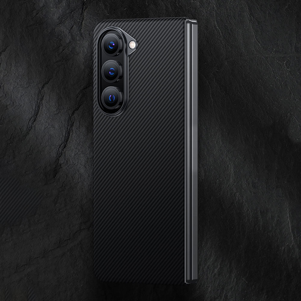 Galaxy Z Fold 5 Case Carbon Fiber Benks Essential 600D Kevlar Cover Black with M-safe Feature 