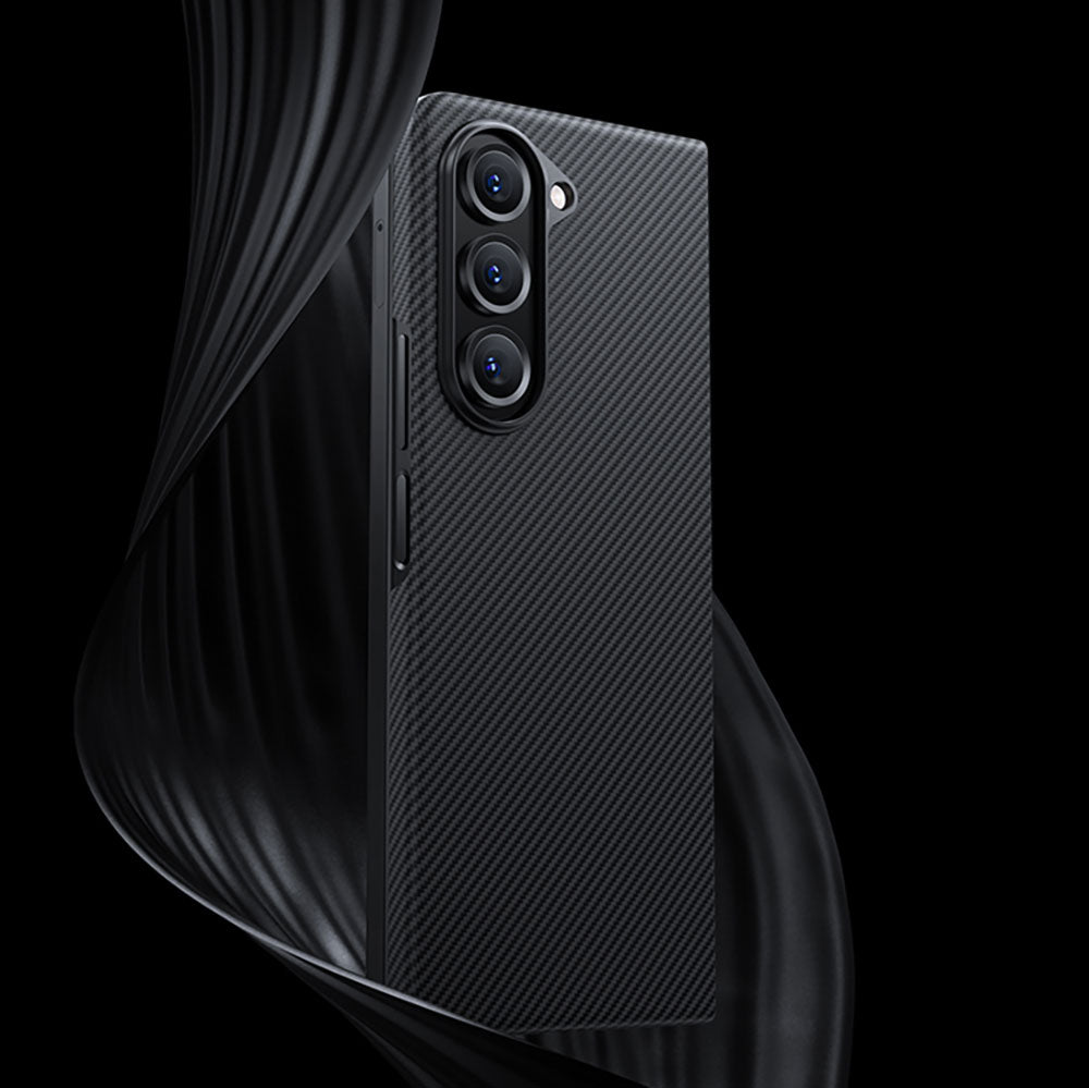 Galaxy Z Fold 5 Case Carbon Fiber Benks Essential 600D Kevlar Cover Black with M-safe Feature 