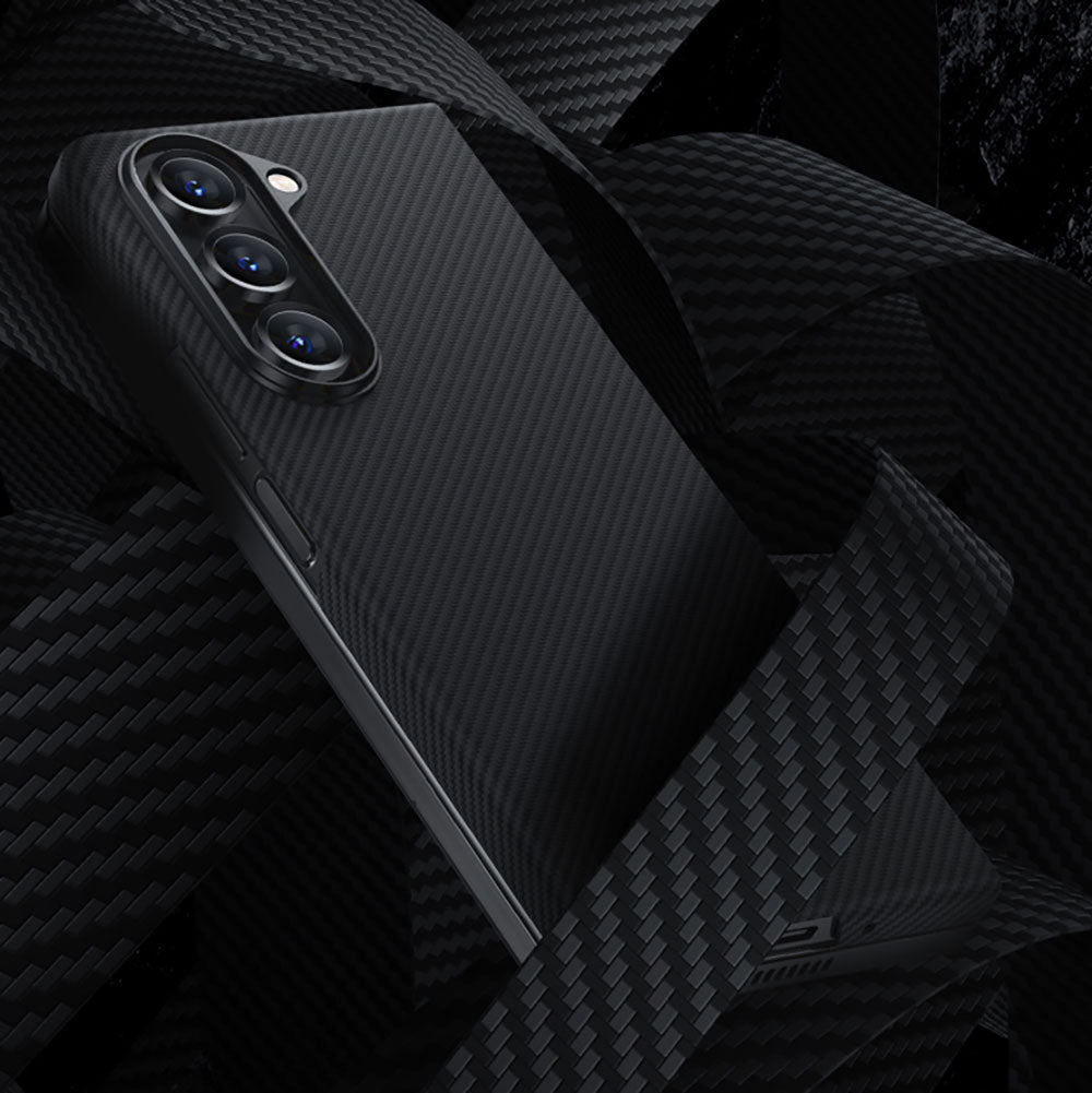 Galaxy Z Fold 5 Case Carbon Fiber Benks Essential 600D Kevlar Cover Black with M-safe Feature 