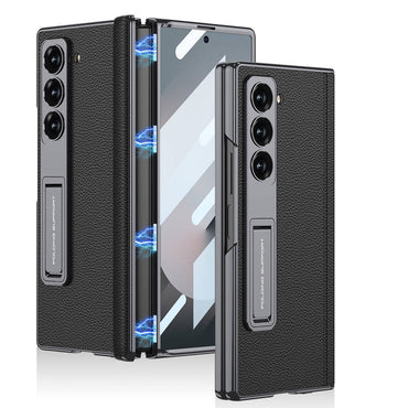 Galaxy Z Fold 6 Case Leather Stand Zore Kıpta Premium Case Black 