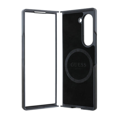 Galaxy Z Fold 6 Kılıf Guess Orjinal Lisanslı M-safe Şarj Özellikli Saffiano Metal Logo Kapak Siyah