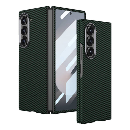 Galaxy Z Fold 6 Case Camera Protection Carbon Fiber Design Back Surface Zore Kıpta Carbon Cover Dark Green