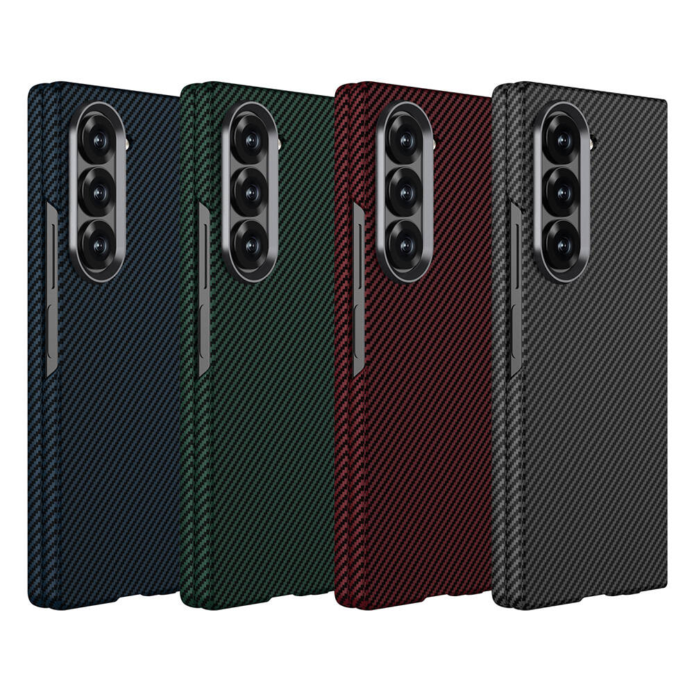 Galaxy Z Fold 6 Case Camera Protection Carbon Fiber Design Back Surface Zore Kıpta Carbon Cover Black