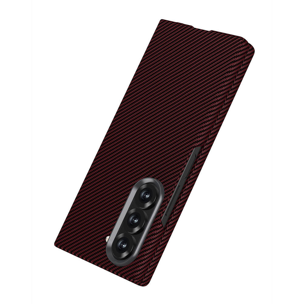 Galaxy Z Fold 6 Case Camera Protection Carbon Fiber Design Back Surface Zore Kıpta Carbon Cover Dark Green